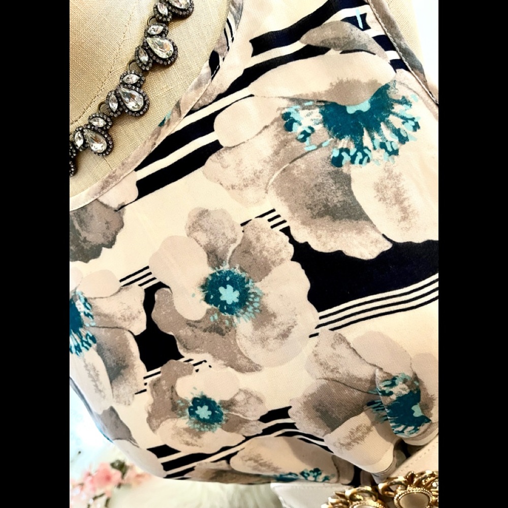 NWT S RARE Find Maison Jules Macy’s Gray Floral Teal Dress - Picture 6 of 9